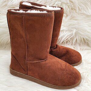 Daws Brown Faux Suede Microfiber Mid-Calf Winter Boots SZ 6